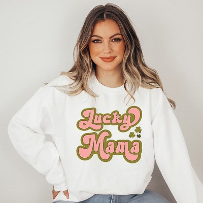 Simply Sage Market Women's Graphic Sweatshirt Lucky Mama Retro Clovers
