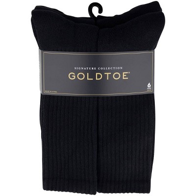 Signature Gold by GOLDTOE Men's Cotton Crew Dress Rib Socks 3pk - Black  6-12.5