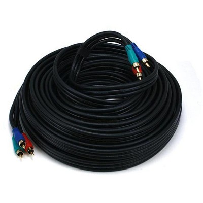 Monoprice Video Coaxial Cable - 50 Feet - Black | 22AWG 3-RCA Component Male to Male