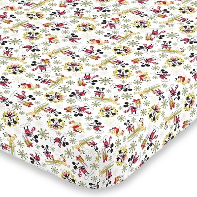 NoJo Mickey Mouse Super Soft Holiday Fitted Crib Sheet