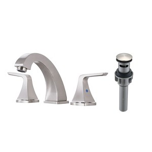 PAGED Bathroom Faucets Widespread 2 Handles Bathroom Sink Faucet Deck-Mounted Vanity Basin Faucet with Pop Up Sink Drain - 1 of 4