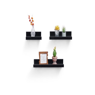 Syemin Decorative Wall Shelf Floating Shelves Wall Wood Decor Storage Shelves Wall Mounted Shelf Storage Hanging Shelf, Black, 18.11"*5.91"*1.97"