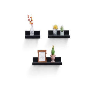 Syemin Decorative Wall Shelf Floating Shelves Wall Wood Decor Storage Shelves Wall Mounted Shelf Storage Hanging Shelf, Black, 18.11"*5.91"*1.97" - 1 of 4