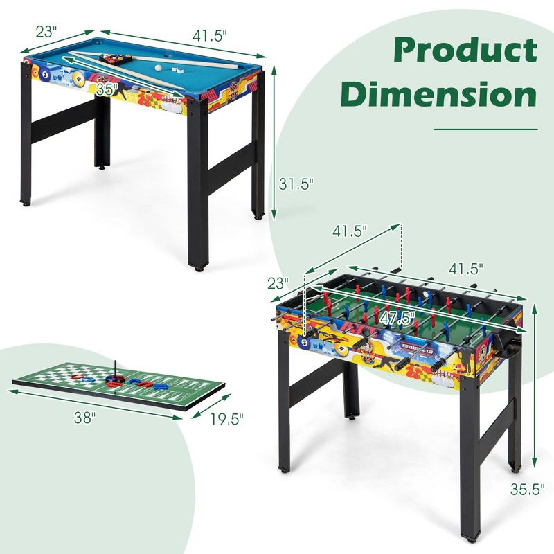 Costway 12-in-1 Combo Game Table Set with Foosball Air Hockey Pool Ping Pong Chess Bowling, 3 of 11