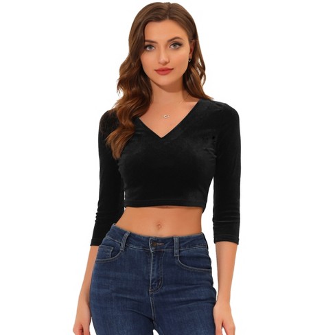 Crop top outlet with 3/4 sleeves