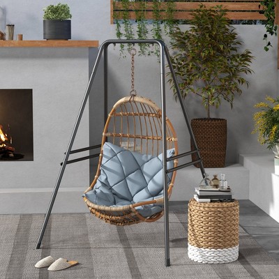 Black Heavy Duty Steel Hammock Chair Stand for Indoor & Outdoor Use