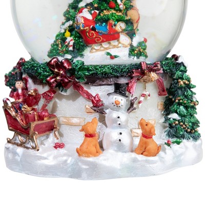 Musical Christmas Tree and Santa Claus Snow Globe with Hand-Painted Base