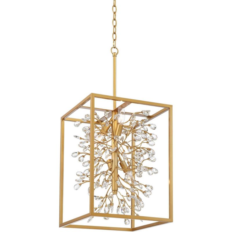 Possini Euro Design Light Brass Gold Pendant Chandelier 15 1/4" Wide Modern Clear Crystal 4-Light Fixture for Dining Room House, 1 of 10