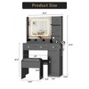 Vanity Desk with Mirror, 3 Lighting Modes Makeup Table with Charging Station, 3 Drawer, 3 Open Shelves and a Cabinet, Modern Dressing Table Set - 2 of 4
