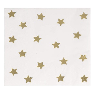 Juvale 50-Pack Gold Foil Star Disposable Paper Cocktail Napkins 5", Birthday Bridal Shower Party Supplies