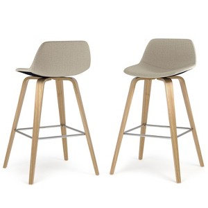 Sapphtopaz Modern Bar Stool Upholstered Dining Chairs with Curved Seat and Backrest Counter Height Barstools Set of 2 for Kitchen Island - 1 of 4