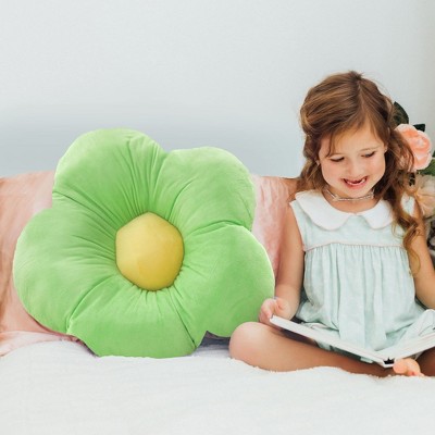 Butterfly Craze Daisy Lounge Flower Pillow - Medium 20 Inches, Cozy & Stylish Floor Cushion - Plush Microfiber, Green