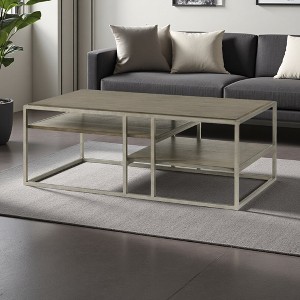 50" Wood & Metal Coffee Table with Shelf - 1 of 4