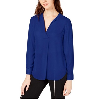 I.N.C International Concepts Womens Solid Pullover Blouse, Blue, Large