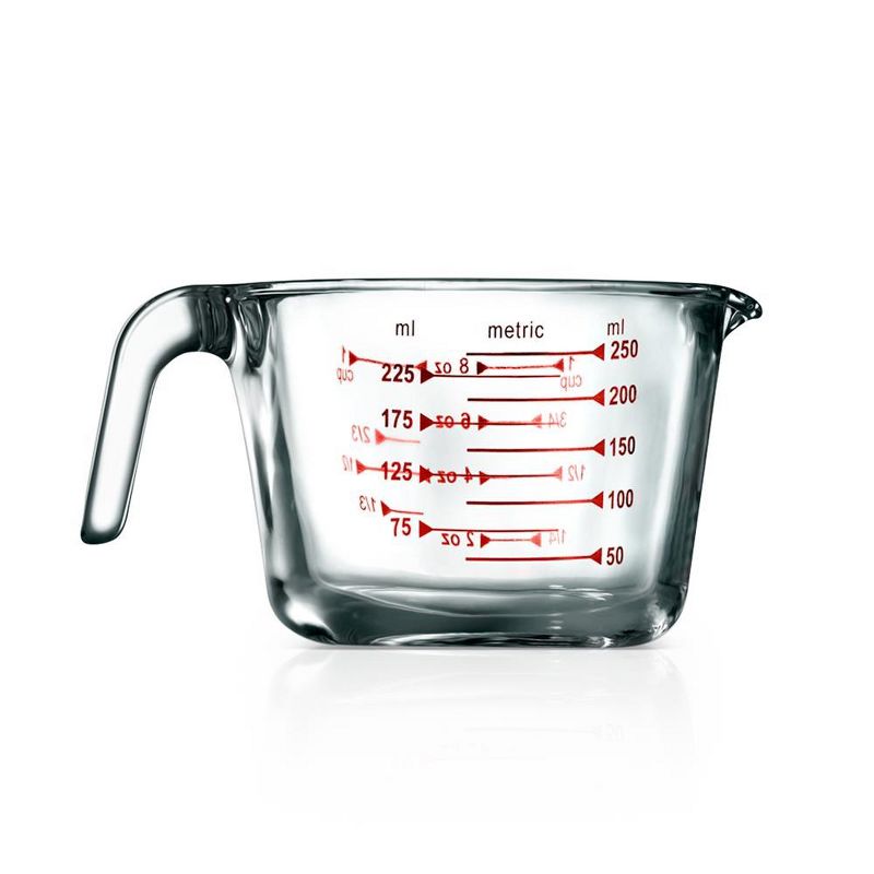 NutriChef High Borosilicate Glass Measuring Cup with Customized Decal Scale, 250 ml, 1 of 7
