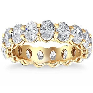 Pompeii3 6 Ct TW Oval Cut Moissanite Eternity Ring 14k Yellow Gold Womens Wedding Band - 1 of 4