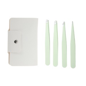 Unique Bargains Durable Potable Eyebrow Tweezer Kit Green 1 Set - 1 of 4