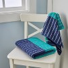 2pc Kids' Hand Towels Striped Colorblock - SKL Home: Midweight Cotton, Terry, Bathroom Hand Towels, Navy & Teal - 4 of 4
