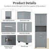 Cabinet with Laundry Hamper Basket, Bathroom Storage Organizer Space Saver with Two Doors&One Drawer&Open Shelf - 3 of 4