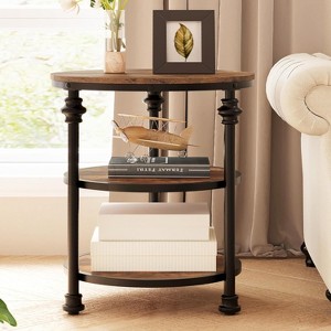 Whizmax End Table 3-Tier Round Side Table Living Room Accent Table with Storage Shelf, Wood Bed Side Table/Night Stand for Bedroom, Small Spaces - 1 of 4