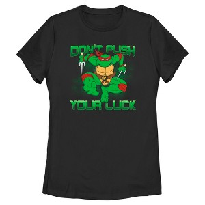 Women's Teenage Mutant Ninja Turtles St. Patrick's Day Raphael Don't Push Your Luck T-Shirt - 1 of 4