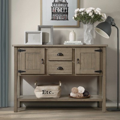 CAVINAS 48 inch Rectangle Console Table,Retro Entryway Table with 2 Drawers and Cabinets for Living Room,Hallway