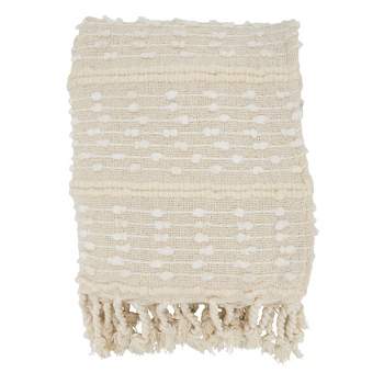 Striped Woven Fringe Throw Blanket - Saro Lifestyle