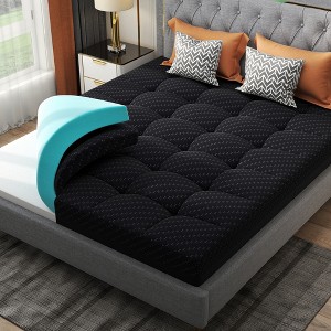 kayamas 3" Double-layer Mattress Topper include 2"  Gel Memory Foam and 1" Pillow Top Mattress Pad Cover with Elastic deep pocket - 1 of 4