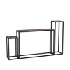 FONTOI End Table Modern Industrial 3-Piece Console Table Set with Metal Frame and Wood Top for Hallways and Living Rooms, Black, 49.3"*13.9"*4.6" - 2 of 4