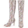 Perphy Women's Pointed Toe Sparkle Glitter Sequin Lace Stiletto Heel Knee High Boots - 4 of 4