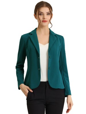 Allegra K Women's Elegant Work Office Lapel Collar Button Down Stretch ...