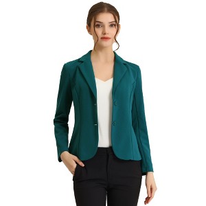 Allegra K Women's Elegant Work Office Lapel Collar Button Down Regular Fit Suit Blazer - 1 of 4