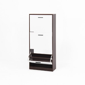 MAYEERTY Shoe Storage Cabinet with 3 White Panel Flip Drawers, Freestanding Organizer for Entryway, Narrow Rack - 1 of 4
