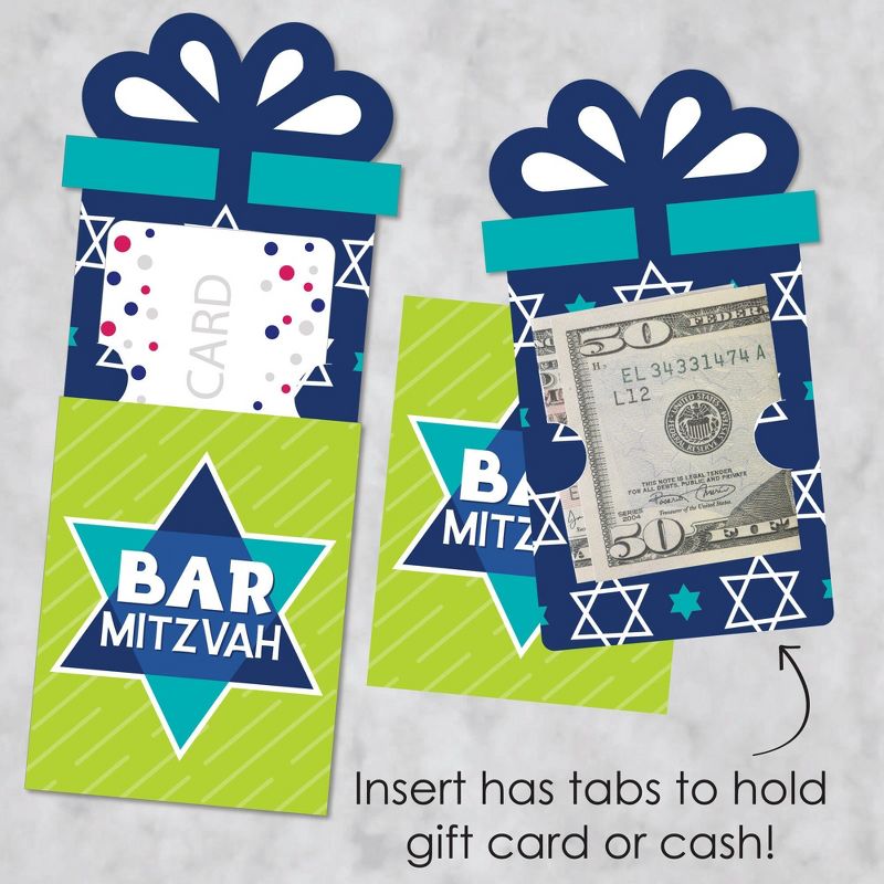 Big Dot of Happiness Blue Bar Mitzvah - Boy Party Money and Gift Card Sleeves - Nifty Gifty Card Holders - Set of 8, 3 of 9