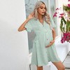 Clearlove Summer Dress Casual Lantern Sleeve V Neck Button Dress Swing Flowy Maternity Dresses - 3 of 4