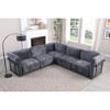 Standard Velvet Fabric Modular L-Shaped Sectional Sofas Set with Multiple Independent Seats, Includes Ottoman, and Wooden Metal Armrests - 2 of 4
