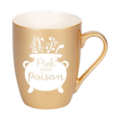 Elanze Designs Pick Your Poison Vegas Gold 10 ounce New Bone China Coffee Cup Mug