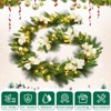 9FT Prelit Christmas Garland Decorations with LED Lights, Battery Operated Lighted Garland with Ball Poinsettia Ornaments for Xmas Decor - 2 of 4