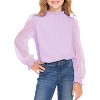 Arshiner Girls Long Sleeve Shirts Chiffon Blouses Swiss Dot Frill Neck Casual Loose Cute Top Tee - 2 of 4