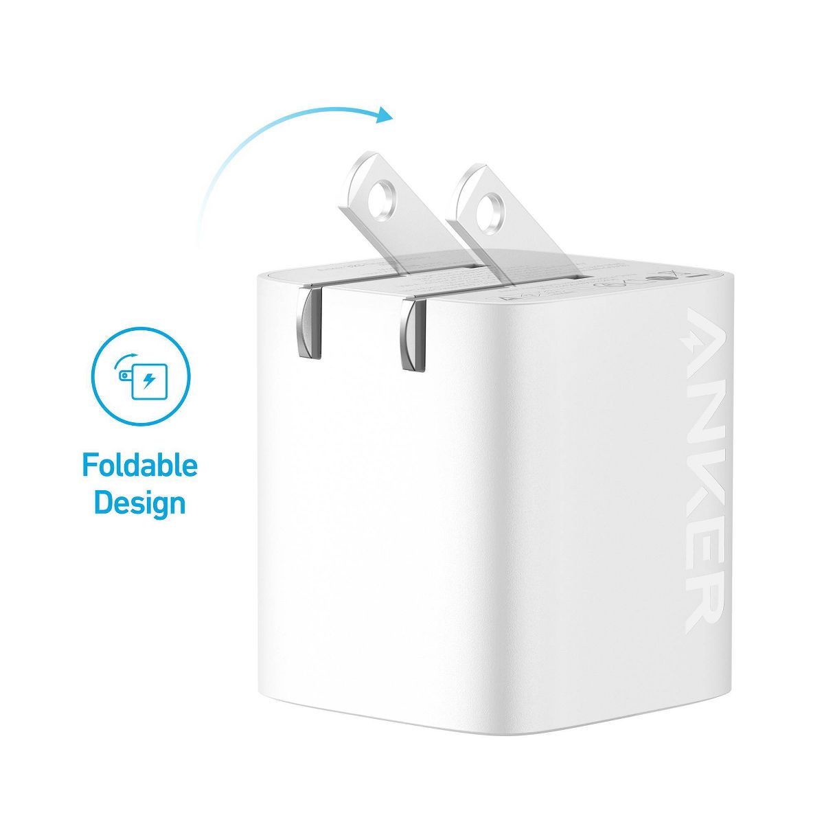Anker 2 Port 33W Wall Charger with 6' USB-C to USB-C Cable - White: Quick Charge, 9V Output - thumbnail 3