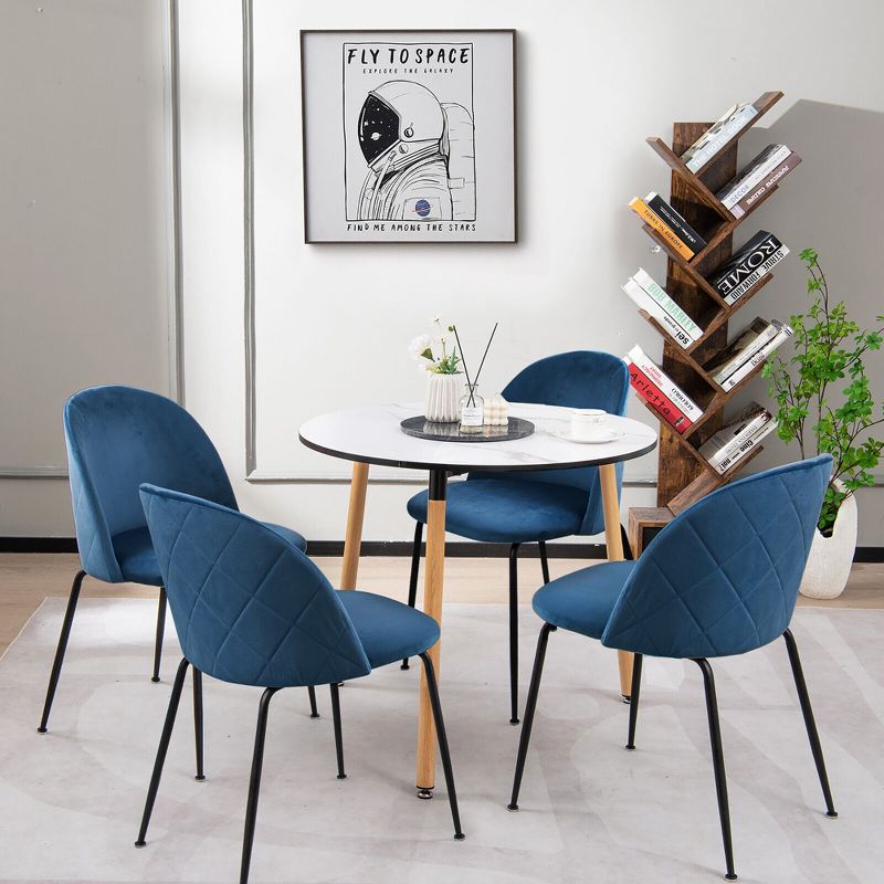 Tangkula Dining Chair Set of 4 Upholstered Velvet Chair Set w/ Metal Base for Living Room, 2 of 12