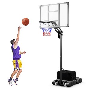Costway Portable Basketball Hoop System  Adjustable W/Weight Bag Wheels Outdoor - 1 of 4
