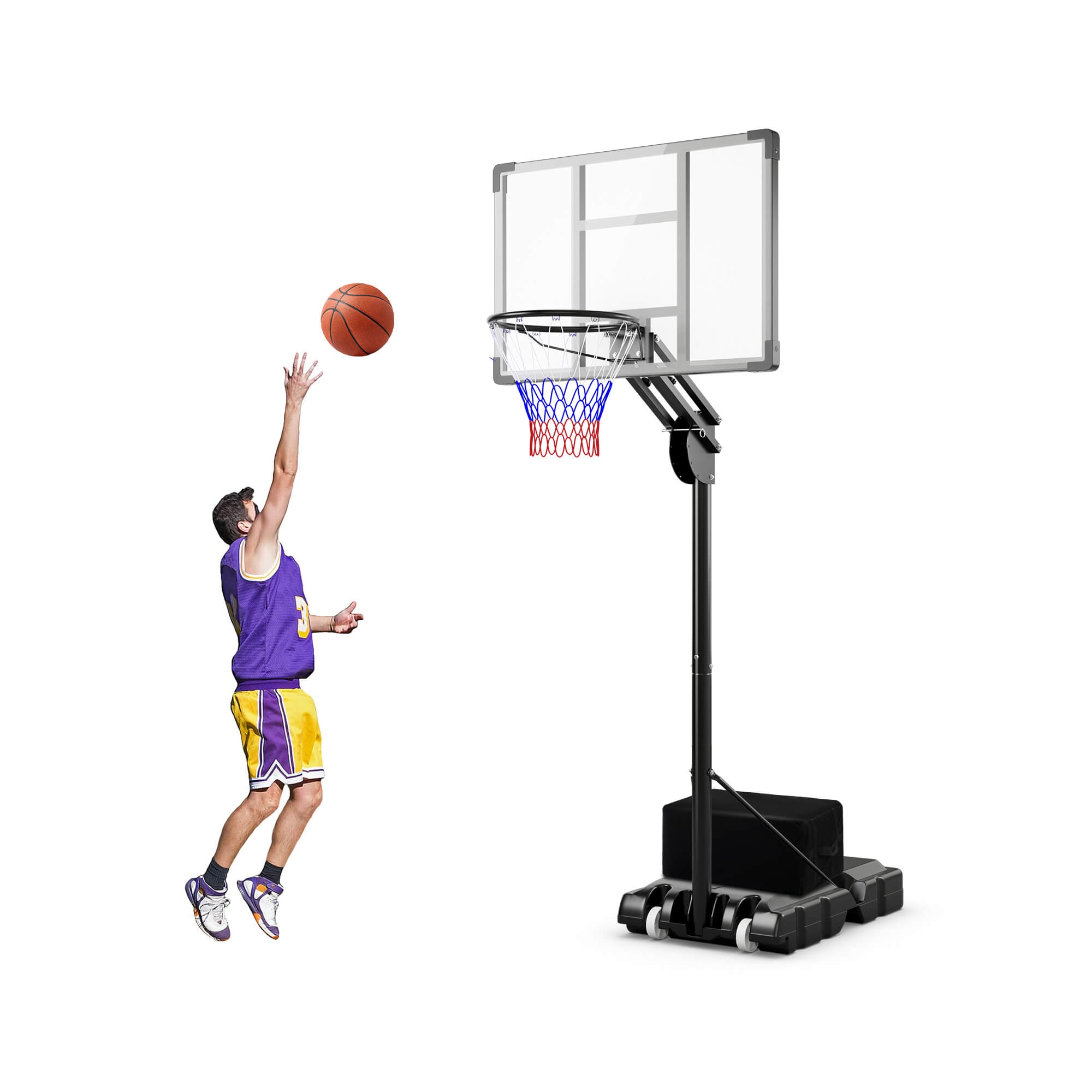 Costway Portable Basketball Hoop System 4.9-10 FT Adjustable W/Weight Bag Wheels Outdoor