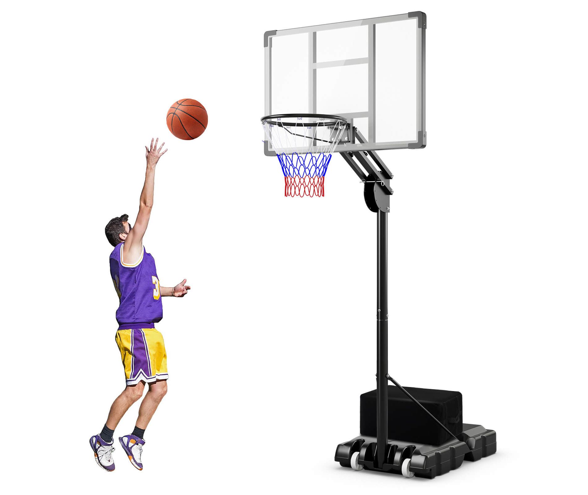Costway Portable Basketball Hoop System 4.9-10 FT Adjustable W/Weight Bag Wheels Outdoor