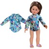 Sophia’s Colorful Collage Print Long Sleeve Rash Guard Swimsuit for 18" Dolls, Blue - 3 of 4
