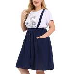 Agnes Orinda Women's Plus Size Casual Elastic Waist Suspender Skirt with Front Pockets