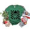 S.W.Smiley Checkered Christmas Wink - Women's Short Sleeve Graphic T-Shirt - 3 of 4