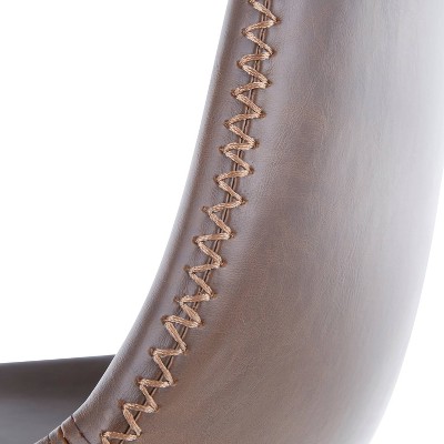 Industrial Adjustable Swivel Bar Stools in Brown Faux Leather