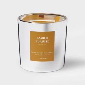 19.3oz Wooden Wick Jar Candle Amber Sunrise - Threshold™ - 1 of 4