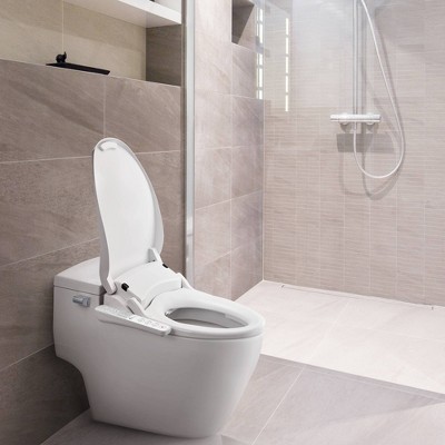 Slim White Heated Bidet Toilet Seat with Night Light